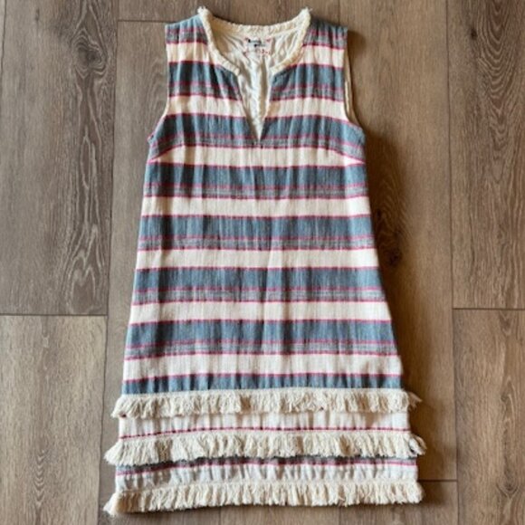 Anthropologie Holding Horses Fringe Stripe Shift Dress Size 4 - Picture 2 of 5